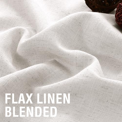 H.VERSAILTEX Linen Semi Sheer Curtains 84 Inch for Bedroom, Natural White - color: *Natural White, size: 52"W x 84"L (Pack of 2)
