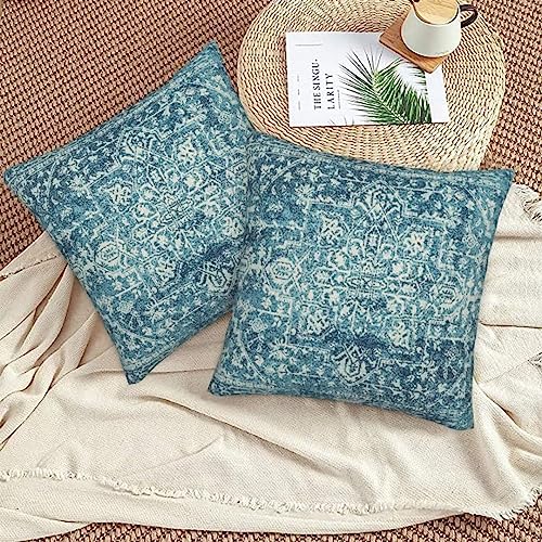 Teal Carpet Pattern Boho Pillow Covers 16x16 Set of 2 - color: Teal, size: 16" x 16" (Pack of 2)
