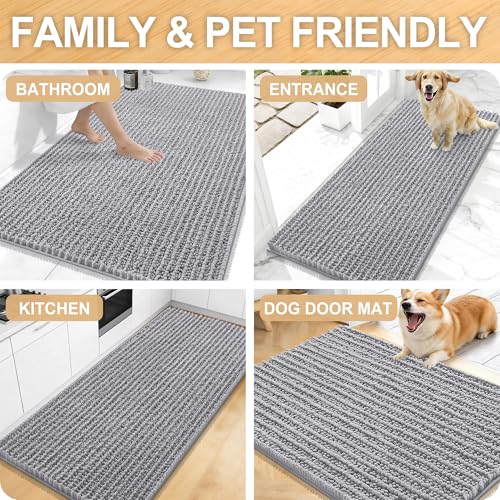 OLANLY Bathroom Runner Rugs 59x24, Thick Soft Absorbent Chenille Bath Rugs - color: Grey, size: 59" x 24"