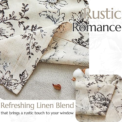 jinchan Floral Linen Kitchen Valance Curtain, 50x18, 1 Panel, Black - color: Flower Black on Beige, size: 50"W x 18"L (Pack of 1)