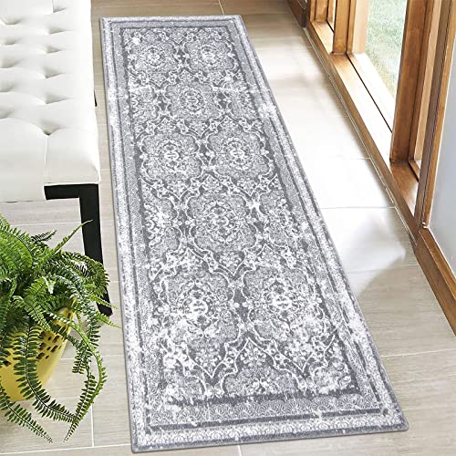 Vaukki Hallway Runner 2x6 ft, Grey Vintage Shaggy Soft Kitchen Rug - color: Grey, size: 2' x 6'(Runner)