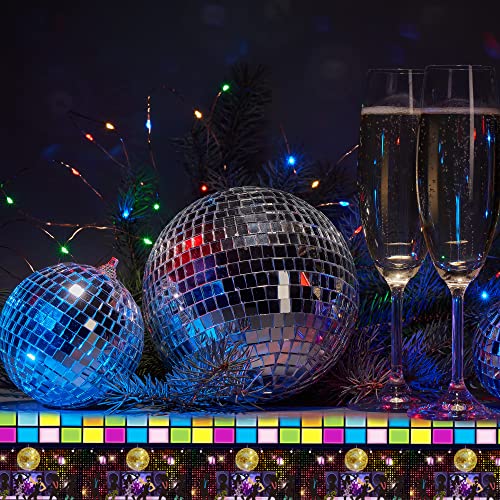 3 Pieces Disco Tablecloth for 70's Disco Party Decoration 70s Table Cover Plastic Rectangle Table Decor for woman and man 1970s Fever Music Record Neon Night Birthday Party Supplies 54 x 108 Inch - style: Disco