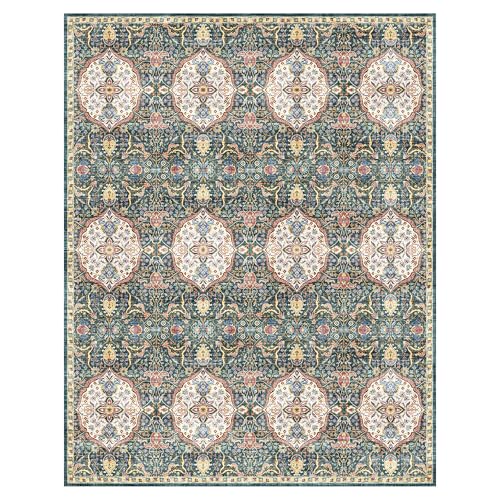 Gertmenian Indoor Bohemian Area Rug - 5x7 Standard, Non-Shedding, Ideal for High Traffic in Living Room, Bedroom, Entryway - Moroccan, Dk. Green, 26839 - color: Moroccan, Dark Green, size: 5' x 7' (Standard)