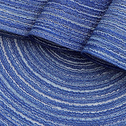 SHACOS Round Braided Placemats 15 inch Set of 6 Washable Kitchen Table Placemats for Home Wedding Party (Blue White, 6) - color: Blue White, size: Set of 6