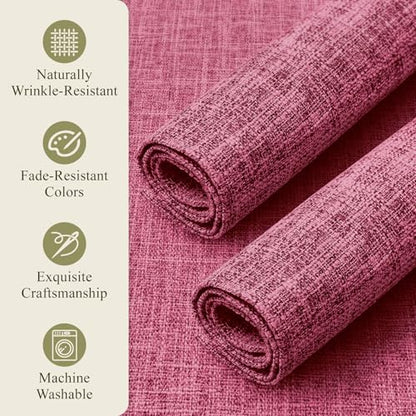 KXN Placemats Set of 4, Durable Dual-Layer Fabric Table Mats, Hot Pink - color: Hot Pink