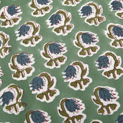 Ridhi Basil Green Block Print Ruffle Pillow Covers 18x18 Inch Set of 2 - color: Basil Green, size: 18" x 18" (Pack of 2)