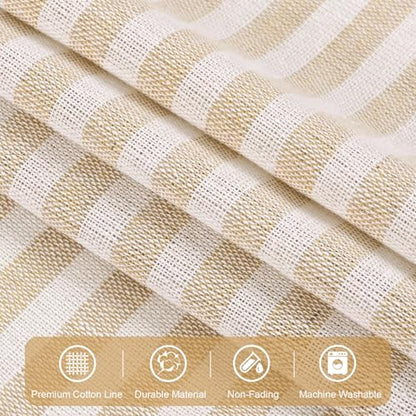 ASPMIZ Farmhouse Valances for Windows, Beige+Khaki, 52x18 Inches, 1 Panel - color: Khaki&khaki, size: 52"W x 18"L (Pack of 1)