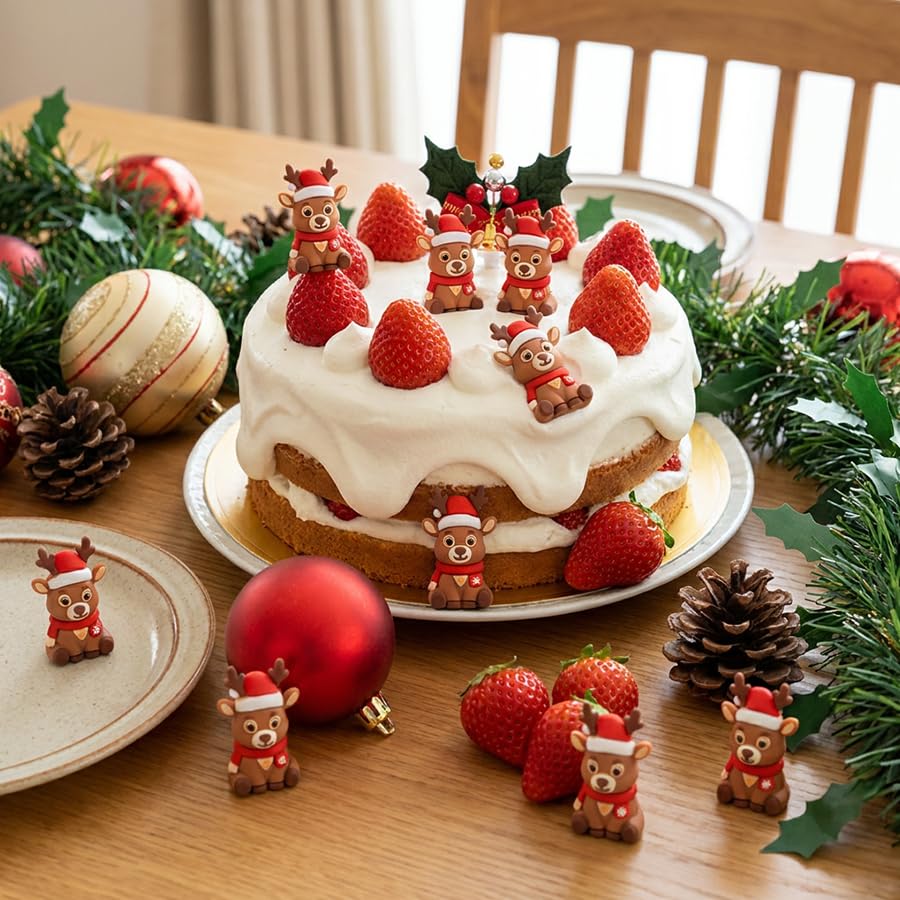 60 Pcs Miniature Christmas Reindeer Figurines, Tiny Deer Statues Ornaments - color: Reindeer, size: 60 Pcs