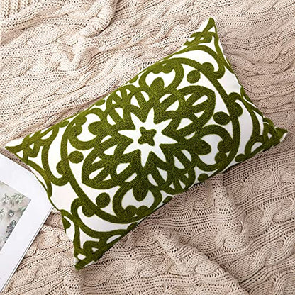 Alysheer Embroidered Lumbar Throw Pillow Cover 12"x 20", 1pc Olive Green - color: Olive Green, size: 20" x 12" (Pack of 1)