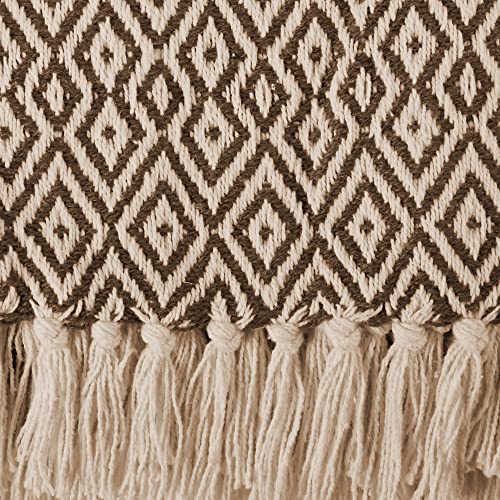 DII Rustic Farmhouse Double Diamond Woven Throw, 50x60, Brown - color: Brown, size: 50x60"