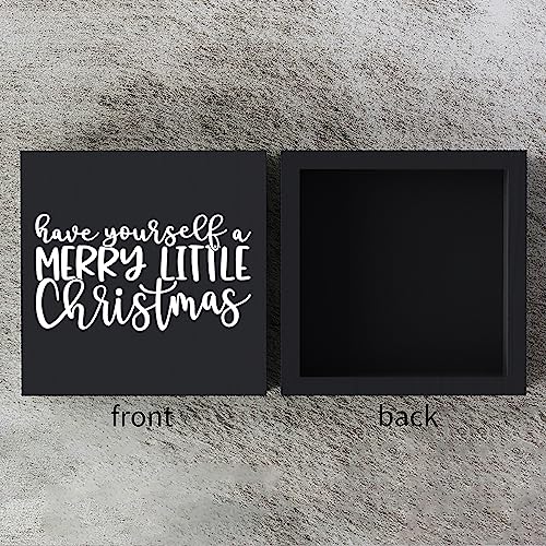 Funny Wooden Box Sign Plaque Have Yourself a Merry Little Christmas Black Wood Box Sign Rustic Art Home Shelf Desk Decor 5 x 5 x 1 Inches - color: Black