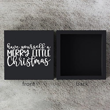 Funny Wooden Box Sign Plaque Have Yourself a Merry Little Christmas Black Wood Box Sign Rustic Art Home Shelf Desk Decor 5 x 5 x 1 Inches - color: Black