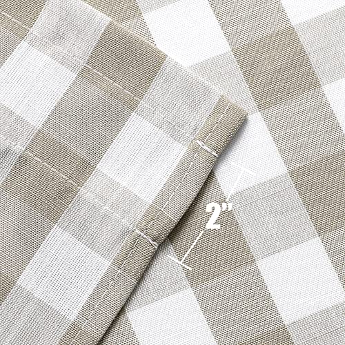 Amzdecor Linen White Buffalo Plaid Valance Semi Sheer Cafe Curtain 55"x15" - color: Linen/White