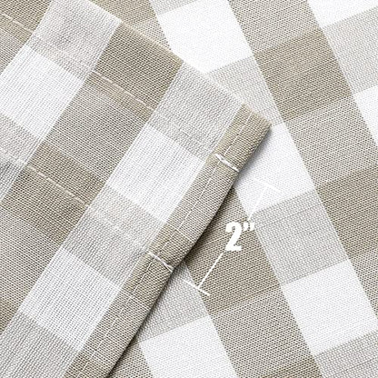 Amzdecor Linen White Buffalo Plaid Valance Semi Sheer Cafe Curtain 55"x15" - color: Linen/White