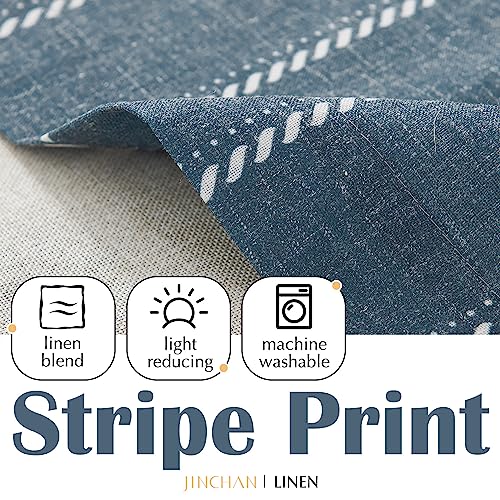 jinchan Striped Linen Valance Blue Farmhouse 18 Inch 1 Panel - color: Nautical Striped Blue, size: 50"W x 18"L (Pack of 1)