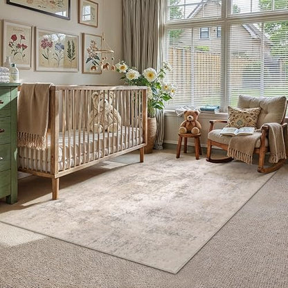 HUGEAR 3x5 Beige Abstract Washable Area Rug for Entryway - color: Beige, size: 3' x 5' (Rectangular)