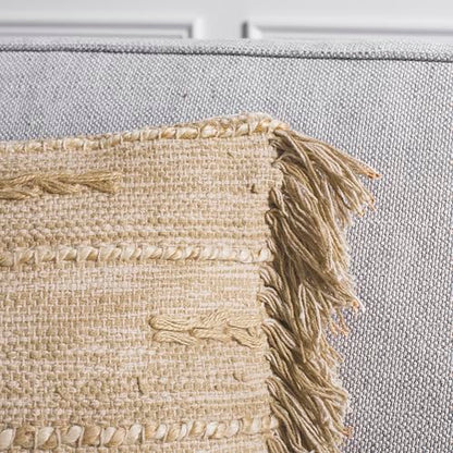 Safavieh Home Collection Janine Boho 16 x 24-inch Green Fringe Decorative Accent Pillow PLS602B-1624 - color: Green / Beige