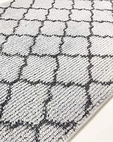 Custom Size Modern Runner Rug Carpet for Hallway Entryway Foyer Kitchen, Slip Resistant Latex Rubber Backed 31 inch Wide x Customized Length, Trellis Light Grey, 31 inch x 6 feet - color: Trellis / Grey, size: 31 inch Width X 6 Feet Length