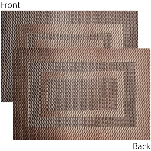 PIGCHCY Durable Plastic Placemats - Heat Resistant, Washable Woven Table Mats - Set of 4 (Coffee Brown) - color: Box: Brown Coffee, size: 4 Placemats