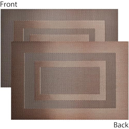 PIGCHCY Durable Plastic Placemats - Heat Resistant, Washable Woven Table Mats - Set of 4 (Coffee Brown) - color: Box: Brown Coffee, size: 4 Placemats