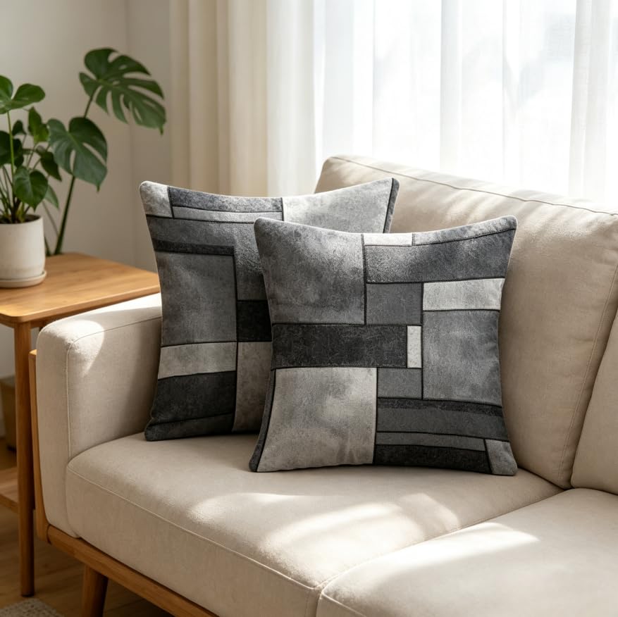 18x18 Inch Modern Grey Geometric Throw Pillow Covers Set of 2 - color: A20013, size: 18" x 18" (Pack of 2)