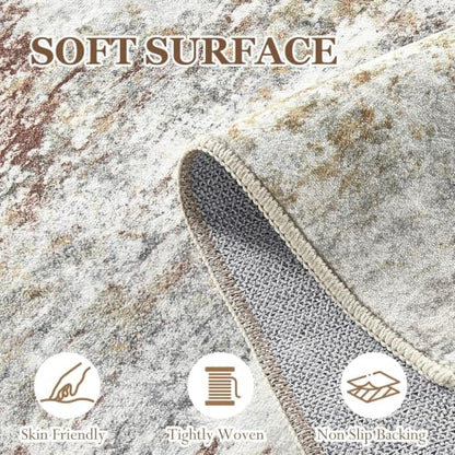 8X10 Area Rugs Washable Modern Abstract Non-Slip Large Rug for Living Room - color: Red Brown, size: 8' x 10' (Rectangular)