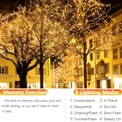 Joomer Solar Fairy Lights, 2-Pack Total 80FT 240LED Lights, Warm White - color: Warm White, size: 2*120LED