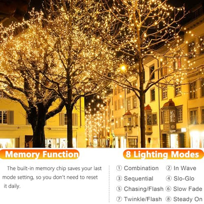 Joomer Solar Fairy Lights, 2-Pack Total 80FT 240LED Lights, Warm White - color: Warm White, size: 2*120LED