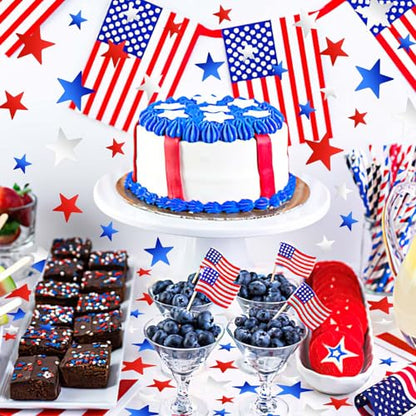 MARFOREVER 4th of July Confetti Red White and Blue Table Decorations - style: Red White Blue