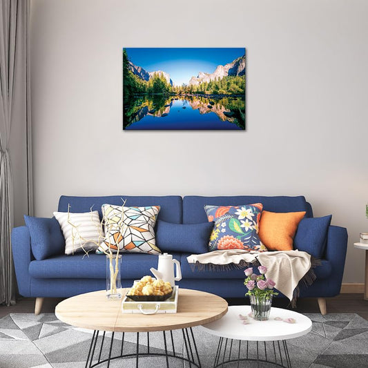 SKASNFAI Yosemite National Park Canvas Wall Art Forest Artwork Blue Lake Picture Prints Framed Home Decor for Bedroom Living Room (16x24 inch) - color: Forest 03, size: 16"L x 24"W