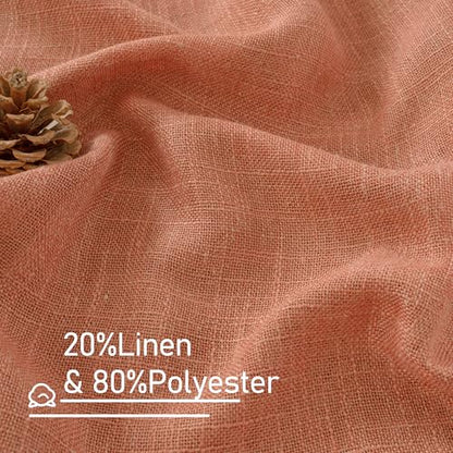 LAMIT Short Linen Window Curtains 30 Inches Long 2 Panels, 34 x 30 Inch - color: Terracotta, size: 34"W x 30"L (Pack of 2)