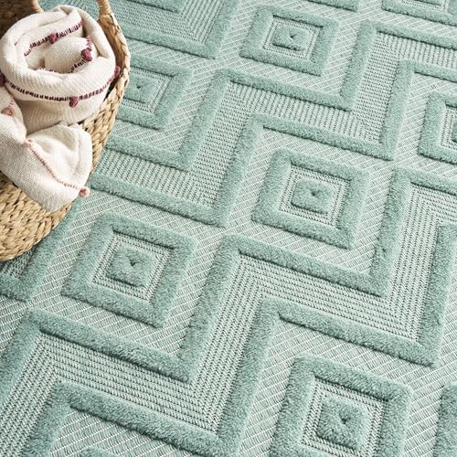 Nourison Home Versatile Aqua Teal 9' x 12' Area Rug - Easy Clean, Non Shedding, Bed Room, Living Room, Dining Room, Kitchen (9' x 12') - color: Aqua Teal, size: 9' x 12' (Rectangular)