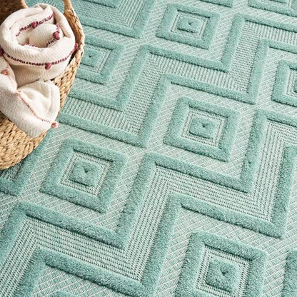 Nourison Home Versatile Aqua Teal 9' x 12' Area Rug - Easy Clean, Non Shedding, Bed Room, Living Room, Dining Room, Kitchen (9' x 12') - color: Aqua Teal, size: 9' x 12' (Rectangular)