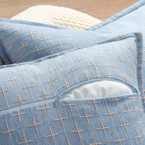 ZWJD Pillow Covers 26x26 Set of 2 Soft Polyester Textured Pillow Covers with Stylish Flange Edge Cozy Farmhouse Throw Pillows for Couch Bed Sofa Living Room - color: Blue, size: 26" x 26" (Pack of 2)