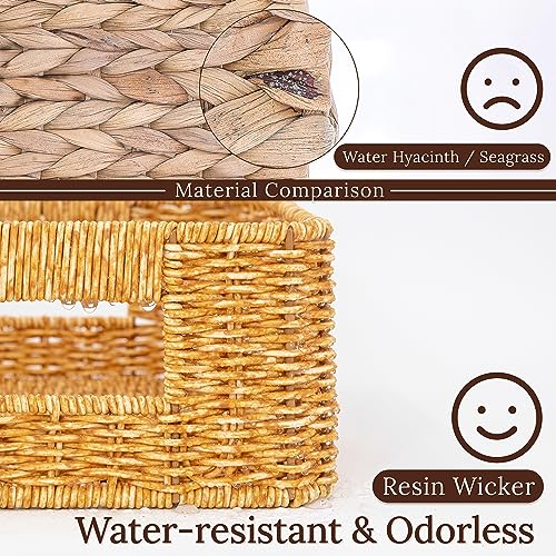 WeeNest Baskets for Storage, Wicker Basket, Rectangular, Set of 3, Amber - color: Amber