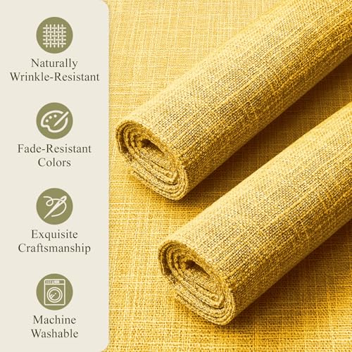 KXN Placemats Set of 4, Durable Dual-Layer Fabric Table Mats, Yellow - color: Yellow