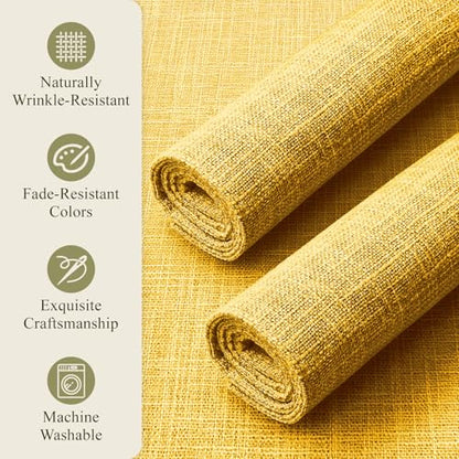 KXN Placemats Set of 4, Durable Dual-Layer Fabric Table Mats, Yellow - color: Yellow