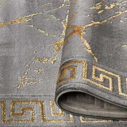 GLORY RUGS Area Rugs Marble 5X7 Grey Gold Carpet Modern Abstract Rug Living Room Dining Bedroom Rug - color: Grey, size: 5' x 7' (Rectangular)