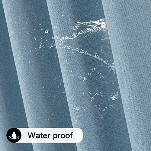 Air Blue 100% Blackout Linen Curtains 102 Inches Long 2 Panels for Villa Bedroom,Modern Farmhouse Full Black Out Room Darkening Thermal Insulated Large Window Curtain Panels W50 x L102 Inch Length - color: Air Blue, size: 50"W x 102"L (Pack of 2)