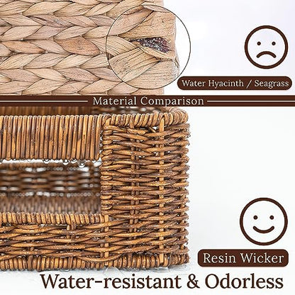 WeeNest Baskets for Storage, Wicker Basket, Rectangular, Set of 3, Toffee - color: Toffee