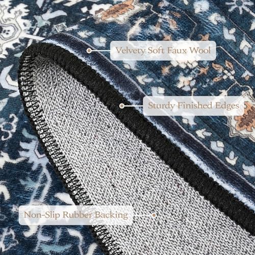 Rugflix 8x10 Area Rugs for Living Room, Washable Navy Blue Large Rug - color: Navy Blue, size: 8' x 10' (Rectangular)