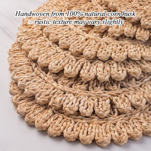 13.8" Set of 10 Round Woven Corn Husk Placemats by Laquedecraft - size: Set of 10 (Dia 13.8)