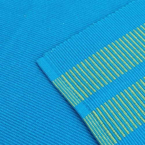 Encasa XO Table Runner, Yarn Dyed Ribbed Cotton 13"x72" - color: Ladder Turq Blue, size: 13x72 in