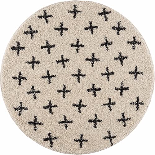 Hauteloom Geomara Shag Moroccan Farmhouse 2'7" x 7'3" Runner Bohemian/Global 100% Polypropylene Charcoal/Beige Runner - color: Charcoal, Beige / Alstead, size: 2'7" x 7'3" (Runner)