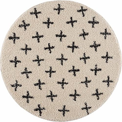 Hauteloom Geomara Shag Moroccan Farmhouse 2'7" x 7'3" Runner Bohemian/Global 100% Polypropylene Charcoal/Beige Runner - color: Charcoal, Beige / Alstead, size: 2'7" x 7'3" (Runner)