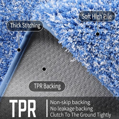 Yimobra Toilet Rugs U Shaped Washable 24X20, Soft Toilet Mat, Blue&White - color: Blue and White, size: 20" X 24" Contour Rug