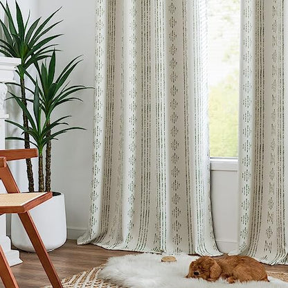 jinchan Boho Blackout Curtains 54 Inch Length for Bedroom - color: Boho | Sage Green on Beige, size: 52"W x 54"L (Pack of 2)