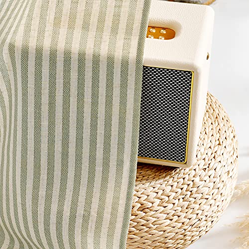 Vangao Green Stripe Linen Tiers Curtains 24 Inch Farmhouse 2 Panels - color: Boxter Striped| Green on Beige, size: 26"W x 24"L (Pack of 2)