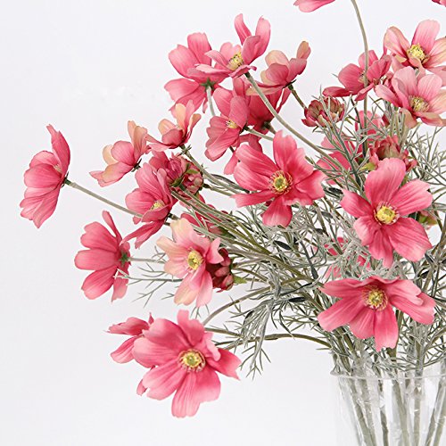 6 Pcs Artificial Calliopsis Flowers Fake Silk Flower Table Kitchen Home Garden Party Wedding Decoration Approx 24'' High Classic Pink No Vase - color: Classic Pink