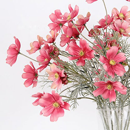 6 Pcs Artificial Calliopsis Flowers Fake Silk Flower Table Kitchen Home Garden Party Wedding Decoration Approx 24'' High Classic Pink No Vase - color: Classic Pink